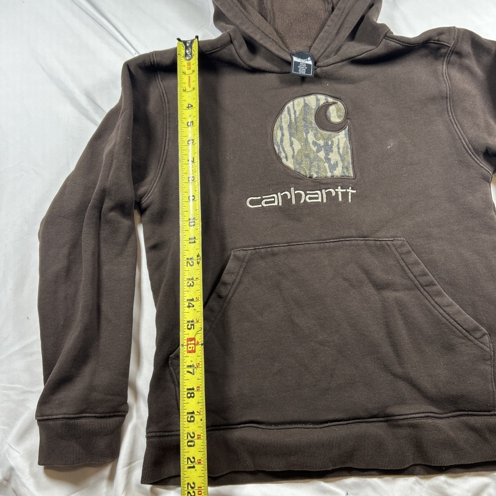 Carhartt Hoodie Boys XL Brown Y2K Bug Logo Camo Skate Back To School Vibes 🔥 - Picture 4 of 8